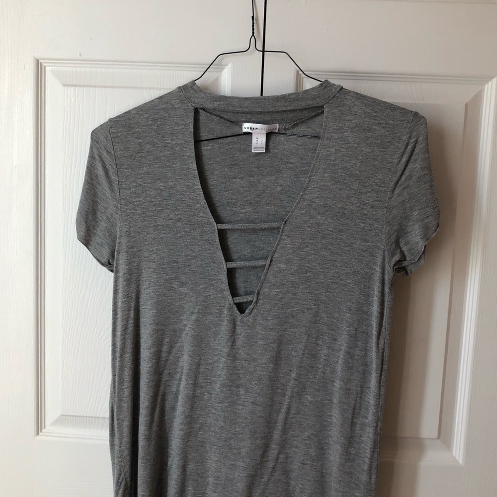 Gray t-shirt cut out